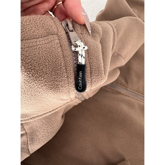 Calvin Klein Performance Women's Brown Active Tech Fleece Mock-Neck Jacket - Picture 7 of 10